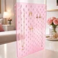 Présentoir HOTEAM personnalisé en acrylique transparent rose pour bijoux, organisateur de boucles d'oreilles pour magasin de détail, vente en gros