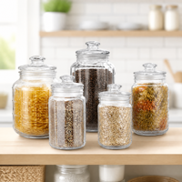 Conteneur de stockage en verre contemporain de 28oz-70oz avec couvercle, approvisionnement en gros pour restaurants, cafés et services de restauration, boîte alimentaire, commande en gros