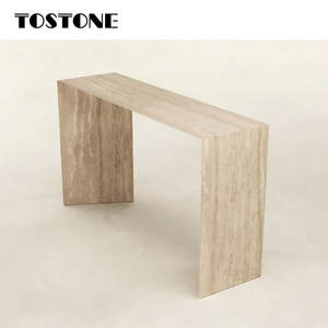 Tostone <span class=keywords><strong>Table</strong></span> <span class=keywords><strong>console</strong></span> unique en travertin beige de dinde naturelle moderne pour hall d'entrée, meubles de hall d'hôtel de l'usine directe - Product Image 3