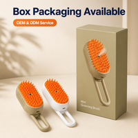 Brosse de toilettage à vapeur pour animaux de compagnie, poils en silicone, réservoir d'eau étanche, poignée en boucle pour chiens et chats