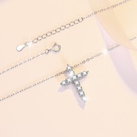 Collier pendentif croix en moissanite sertie clos, style vintage français, en argent sterling 925, haute qualité