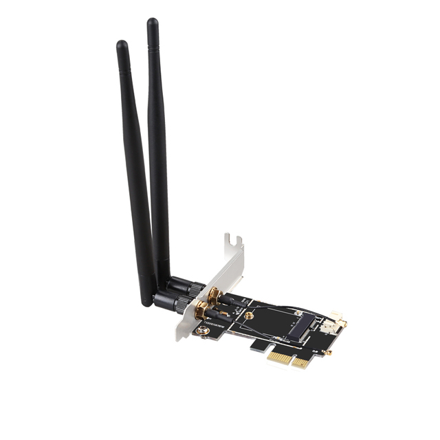 M.2 NGFF E Key to PCI-E Converter Adapter PCI Express Wireless Expansion Card With Dual Antennas for Wifi Module
