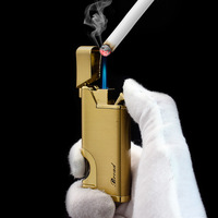 Briquet à Jet Électronique Classique BD421, Rechargeable, Coupe-Vent, en Métal, Personnalisable, avec Fenêtre Visible, Flamme Directe, au Butane, pour Cigarettes
