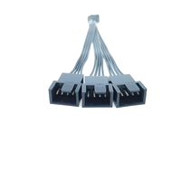 Adaptor Splitter Kipas PWM 3Pin 1 ke 4 Kabel Kustom, Perakitan Kabel untuk Ekstensi Kipas Pendingin CPU PC HUB Berselubung