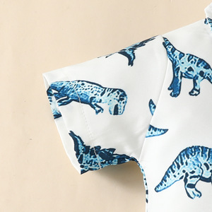 Ensemble t-shirt à col à manches courtes pour garçon Haut et short pour homme à boutonnage simple dinosaure pour bébé - Product Image 4