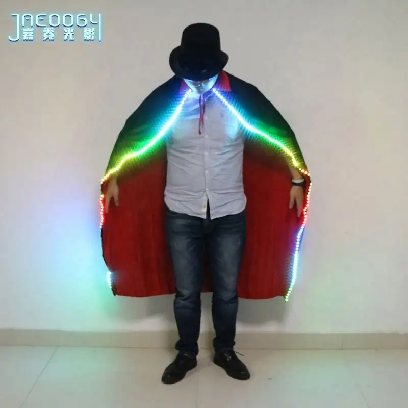 Factory colorful fluorescent led cloak Bar nightclub ktv performance show windbreaker clothing Halloween shining clothing