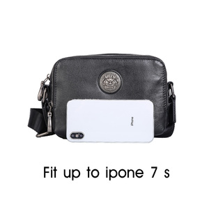 Tiding fashion personalized black small shoulder bag messenger bag genuine leather - Product Image 5