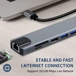 Hub USB haute vitesse 3.0 Type C <span class=keywords><strong>4</strong></span> <span class=keywords><strong>5</strong></span> 6 7 8 <span class=keywords><strong>11</strong></span> ports 3 en 1 double HDTV Type C pour ordinateur - Product Image 3
