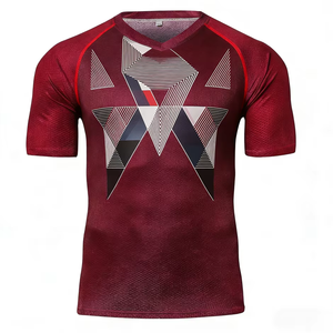 Maillot de cyclisme VTT personnalisable en maille bordeaux de qualité supérieure, séchage rapide, anti-UV, respirant, vêtements de sport pour la montagne et le VTT tout-terrain - Product Image 1