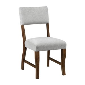 OE HOME Modern <b>Dining</b> Side <b>Chairs</b> Set 2 Durable Gray Chenille Fabric Upholstered Waterproof Adjustable Height Wooden Furniture - Product Image 2