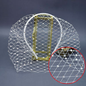 Vente en gros de filet de visage en strass <span class=keywords><strong>Voile</strong></span> Casque de mariage en cristal Cage à oiseaux Voiles de bandeau en maille pour mariée - Product Image 3