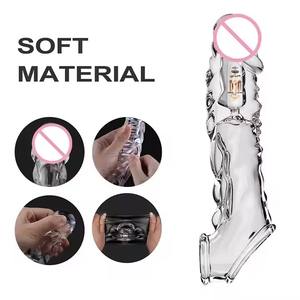 Venta al por mayor claro punto G condón consolador vibrador adultos juguetes sexuales masturbación estimulación pene mangas - Product Image 3