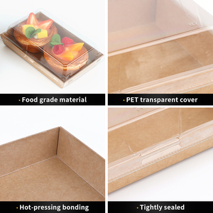 Biodegradable Fast Food Packaging Tray Eco Friendly Kraft Sushi Box <strong>Sandwich</strong> Pastries Container Embossing Window Cake <strong>Meat</strong> - Product Image 3