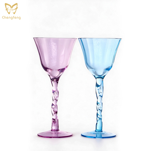 Gobelets à vin en cristal rose et bleu vifs – Verres à vin exquis avec tiges spirales artistiques – Célébrations – Cadeaux de mariage de luxe - Product Image 2