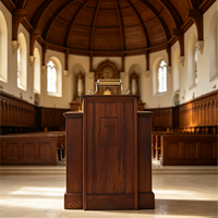 Pupitre d'église classique en bois foncé pour salles de conférence, présentations de culte, lutrin de ministère
