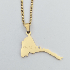 17 km — collier pendentif en acier inoxydable 18K, bijou éthiopien, plaqué or - Product Image 2