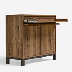 Rustic Wooden <strong>Multi</strong> <strong>Functional</strong> Pull Out <strong>Computer</strong> <strong>Desk</strong> with Storage Cabinet Shelves Furniture - Product Image 2