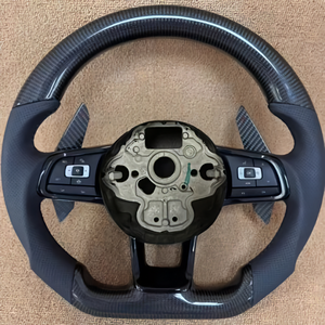 พวงมาลัยคาร์บอนไฟเบอร์สำหรับรถยนต์ Volkswagen VW <span class=keywords><strong>Polo</strong></span> Golf R 6 7 8 MK6 MK7 <span class=keywords><strong>GTi</strong></span> Passat B7 B8 พวงมาลัยรถยนต์คุณภาพสูง - Product Image 4
