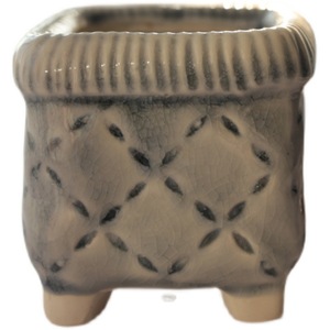Pot de fleurs en céramique de style Ins, tendance, glacé, effet craquelé, poterie grossière, carré, créatif, en forme de boîte à biscuits, pour plantes succulentes - Product Image 6
