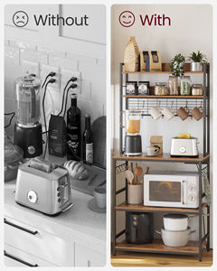 <span class=keywords><strong>VASAGLE</strong></span>-Estantería de cocina con 6 ganchos y marco de Metal, estante de almacenamiento, diseño Industrial, para microondas - Product Image 6