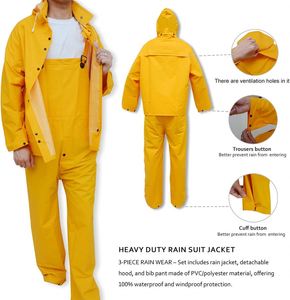 Impermeable con Capucha de Poliéster y PVC, Resistente al Frío, Transpirable, Traje de Lluvia para Senderismo y Actividades al Aire Libre - Product Image 3