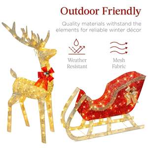 Artículos de Decoración para Fiestas Navideñas, Conjuntos de Carritos de Reno Luminosos para Comercio Exterior, Estructura de Hierro, Luces LED, 120cm 75cm, Hoteles, Compras - Product Image 4
