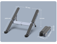Support d'ordinateur portable pliable et portable en aluminium ergonomique à 6 niveaux de hauteur, accessoires de bureau, vente en gros, article très demandé