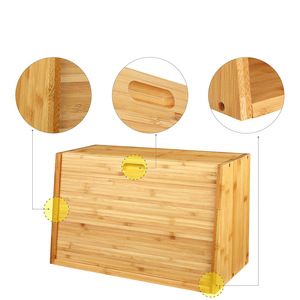 Bamboo Bread Box Wooden <b>Storage</b> <b>Container</b> <b>For</b> <b>Kitchen</b> Countertop Use - Product Image 1