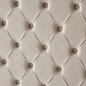 Lit simple Queen Size au design moderne gris et bleu, tête de lit capitonnée en velours moelleux avec dossier ailé, et système de levage hydraulique avec rangement intégré - Product Image 5