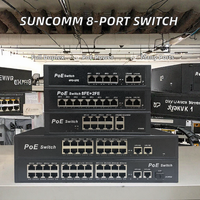 SUNCOMM OEM/ODM 16 Port 10/100M Gigabit Unmanaged Full-Duplex 48V Ethernet Fiber Poe IEEE802.3af/at 5/8/16/24 Port Switches