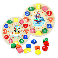 Juego de Mesa Montessori 3D de Clasificación de Formas y Reloj, Rompecabezas de Geometría de Dibujos Animados, Juguetes Educativos de Aprendizaje Temprano para Niños y Niñas