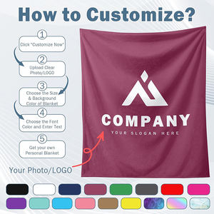 Personalized Logo Blanket Bulk - <strong>Custom</strong> Design Text/Picture Flannel Throw | Business Team Company Gifts - Product Image 2