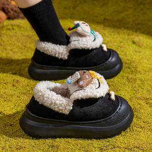 Sac et pantoufles en coton pour femmes, tendance automne-hiver, avec semelles épaisses et doublure en peluche, style dessin animé épais - Product Image 3