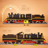 1021pcs Plastique Diy Vintage Train À Vapeur Modèle Brique Jouet Moc Building Block Train