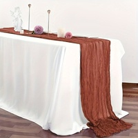 Chemin de table d'été bohème en gaze rustique pour mariage, anniversaire, fête, décoration intérieure, style campagnard, couvre-table de salle à manger