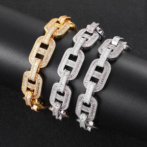 15mm Mixed Inlaid T-shaped Cubic Zirconia Pig Nose Chain High-end Hip-hop Cuban <b>Bracelet</b> Men's Accessory Custom-made - Product Image 6
