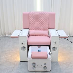 Chaise de manucure et pédicure rose de luxe avec lumière LED, chaise multifonctionnelle pour spa des pieds pour salon de beauté - Product Image 4