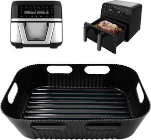 Molde de silicona rectangular grande superventas transfronterizo para freidora de aire, recipiente interior de silicona de grado alimenticio - Product Image 1