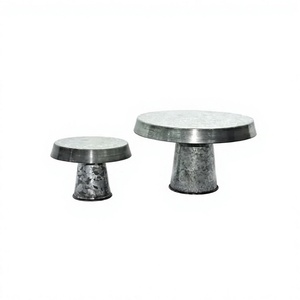 <b>Set</b> Of 2 Different Sizes Cake Display Stand Round Shape Galvanized Cake Dessert Serving Stand At Lowest Price - Product Image 1