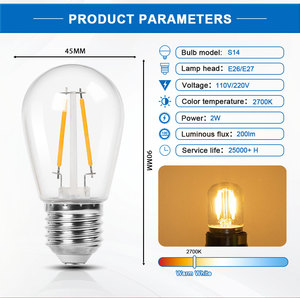 Bombilla LED de Filamento Edison S14, Luz Blanca Cálida 2700K, Transparente, <span class=keywords><strong>E27</strong></span>, Lustre Personalizado, para Jardín, Exterior, Guirnaldas, con Control Remoto - Product Image 2