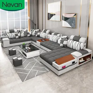 बड़े अपार्टमेंट नई डिजाइन लक्जरी धो सकते हैं अनुभागीय 7 सीटों वाले लेटेक्स वसंत ग्रे घर कमरे में रहने वाले फर्नीचर आधुनिक मखमल सोफे