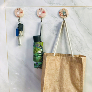 Bailiwang çok fonksiyonlu ahşap raf ceket askısı karikatür baskılı yapıştırıcı over-the-kapı tek kanca depolama Pot amaçlı PP - Product Image 5