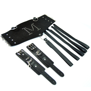 Zwart Lederen Slave Kostuum Armor <span class=keywords><strong>Bondage</strong></span> Kleding Fetish Bdsm Kraag Hand Arm Manchetten Kuisheidsgordel Volwassen Hoofdsteunen - Product Image 5