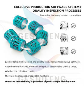 Fci Proveedor Parrot Canary Bird Foot Bands Aluminio Plástico Paloma Anillos Personalizar <span class=keywords><strong>Nombre</strong></span> Teléfono Número de serie Racing Homing Ring - Product Image 2