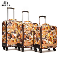 Maleta de Viaje con <span class=keywords><strong>Ruedas</strong></span> Giratorias y Asa Telescópica, Diseño Floral, Material PU, para <span class=keywords><strong>Mujer</strong></span> - Product Image 3