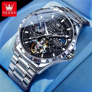 Flywheel <b>Skeleton</b> <b>Automatic</b> <b>Watch</b> for Men Luminous Starry Sky Waterproof Business Wristwatch Mechanical <b>Watch</b> 6689 - Product Image 3