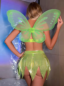 Halloween Party Cosplay Womens Outfits Set Green Fairy Wing Lingerie Women Sexy Mini Skirt Clubwear Festival Clothes - Product Image 2