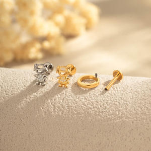 Prix d'usine G23 ASTM F136 Titane plaqué or PVD CZ Anneau de lèvre Labret <span class=keywords><strong>Helix</strong></span> Nez Oreille Bijoux de <span class=keywords><strong>piercing</strong></span> corporel - Product Image 4