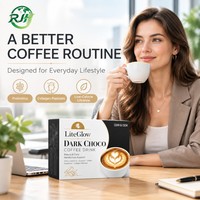 Boisson au café instantané au chocolat noir OEM ODM avec L-Carnitine, Guarana, Probiotiques, Collagène en peptides, 10 sachets de 100g