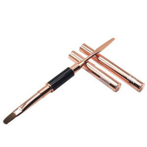 Pinceau à ongles en nylon ovale à double extrémité avec manche en métal de luxe, pour la manucure, le gel poly, la sculpture, la spatule de construction - Product Image 1